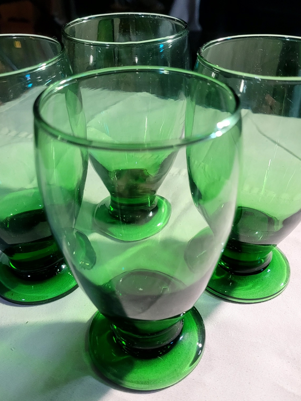 Libbey Cristar Glasses Green Footed Set 4 - Picture 6 of 9